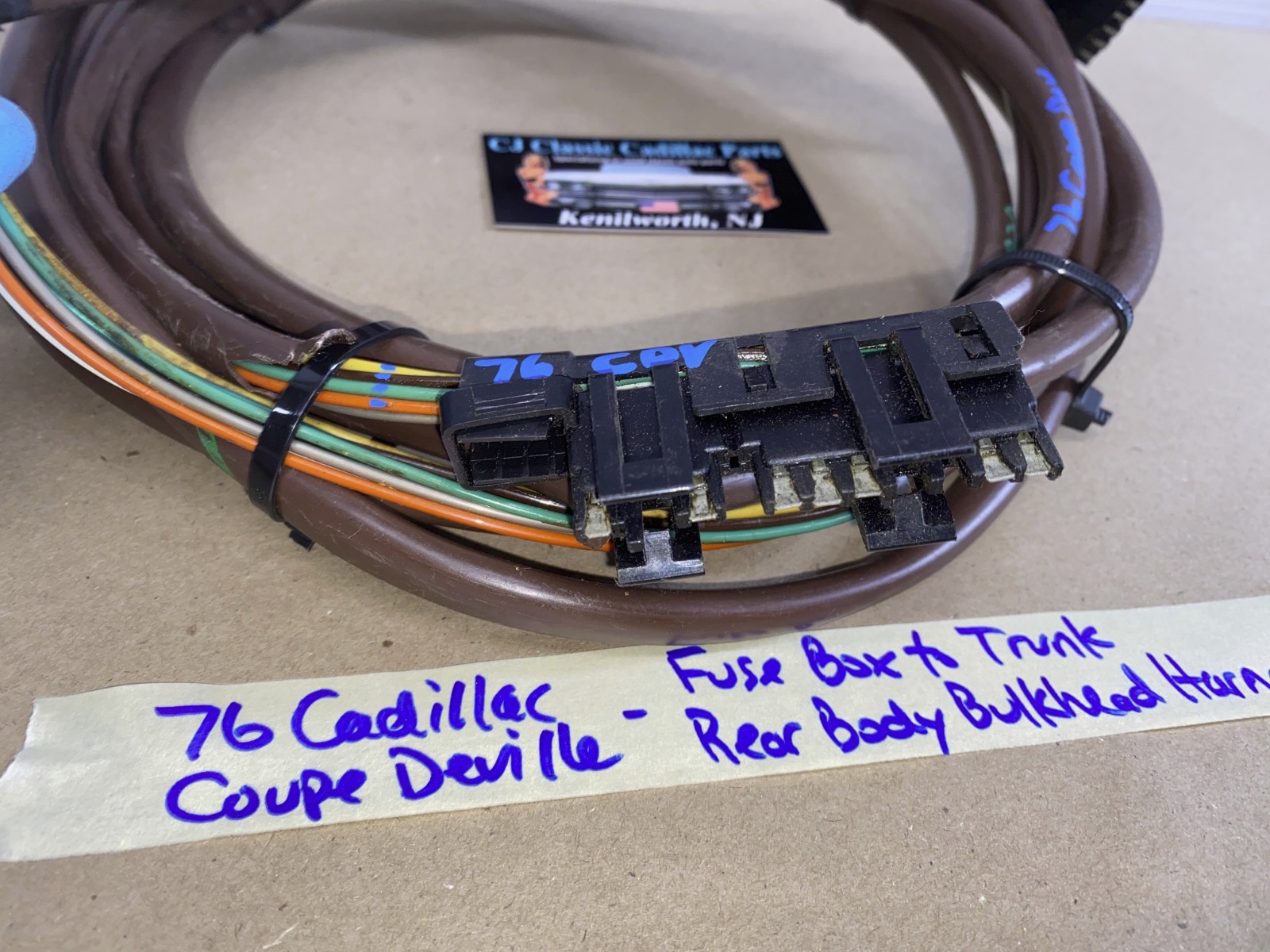 OEM 1974 1975 1976 Cadillac Deville Fleetwood Calais FUSE BOX TO TRUNK REAR BODY BULKHEAD TAIL LIGHT WIRE HARNESS CONNECTOR #9640425 - Image 15