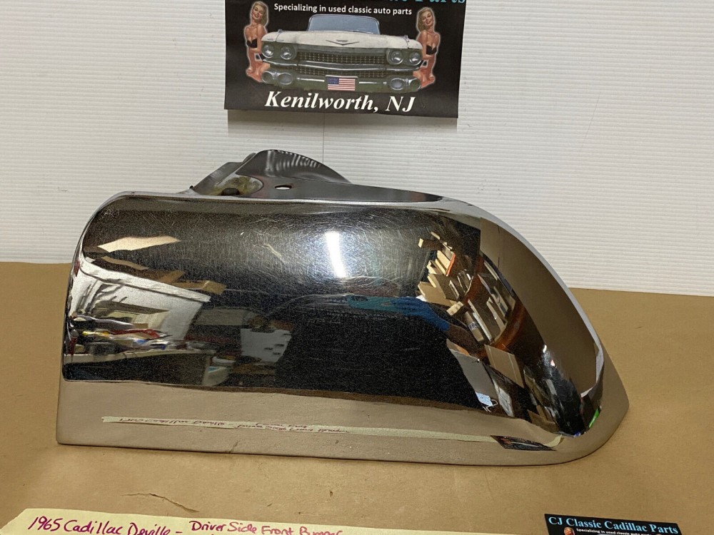OEM 1965 Cadillac Deville Eldorado Fleetwood Calais LEFT DRIVER SIDE LOWER FRONT BUMPER END #1482255 - Image 4