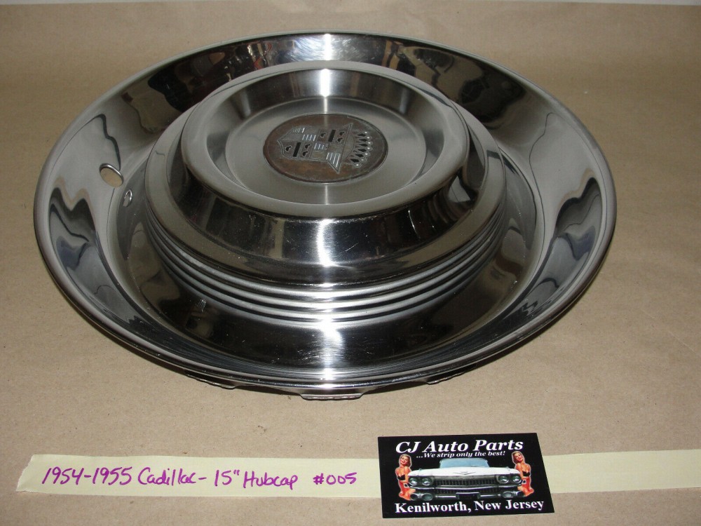 OEM 1954 1955 Cadillac Deville Eldorado Fleetwood 15" HUBCAP HUB CAP WHEEL COVER w/ CENTER CAP MEDALLION #005 - Image 4