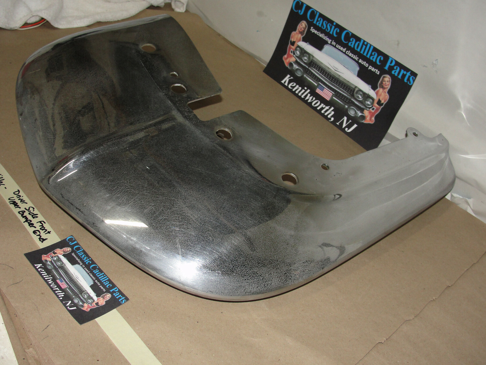 OEM 1960 Cadillac Deville Eldorado Fleetwood LEFT DRIVER SIDE CHROME UPPER FRONT BUMPER END CORNER #3511899 - Image 7