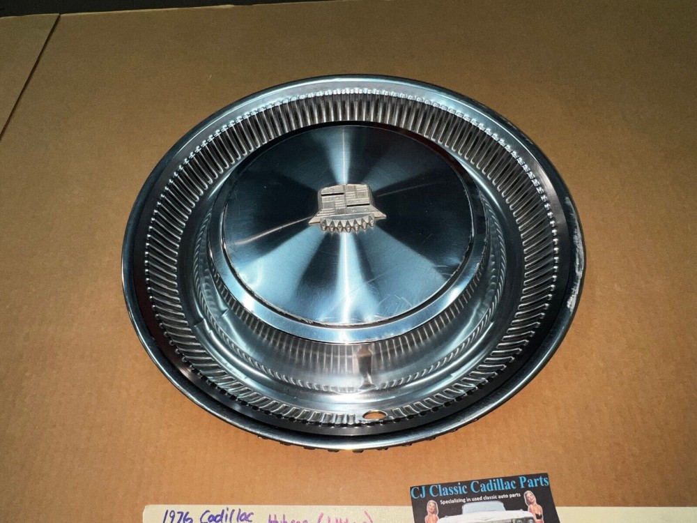 OEM 1974 1975 1976 Cadillac Deville Fleetwood 15" TURBINE HUBCAP WHEEL COVER W/CREST EMBLEM #001 (ONE) - Image 4