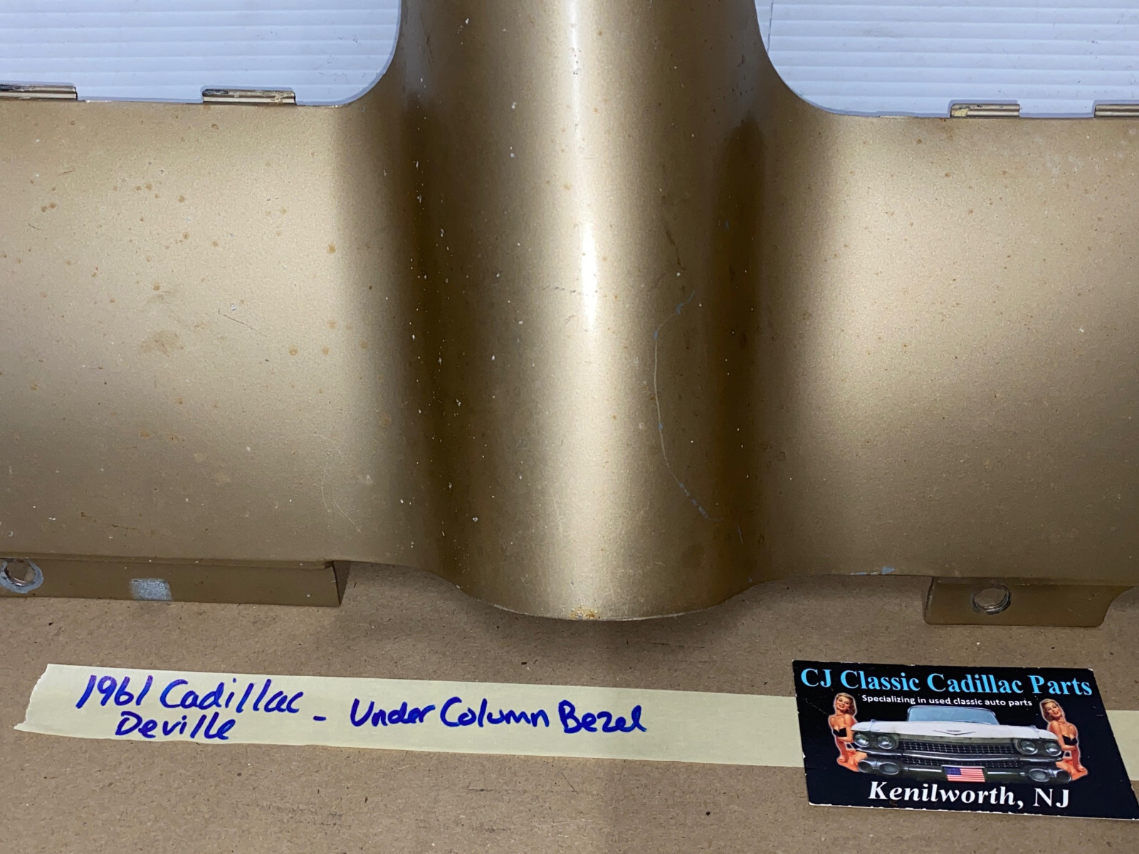 OEM 1961 Cadillac Deville Eldorado Fleetwood LOWER DASH UNDER COLUMN BEZEL TRIM * TAN/LIGHT BROWN * #1475194 - Image 10