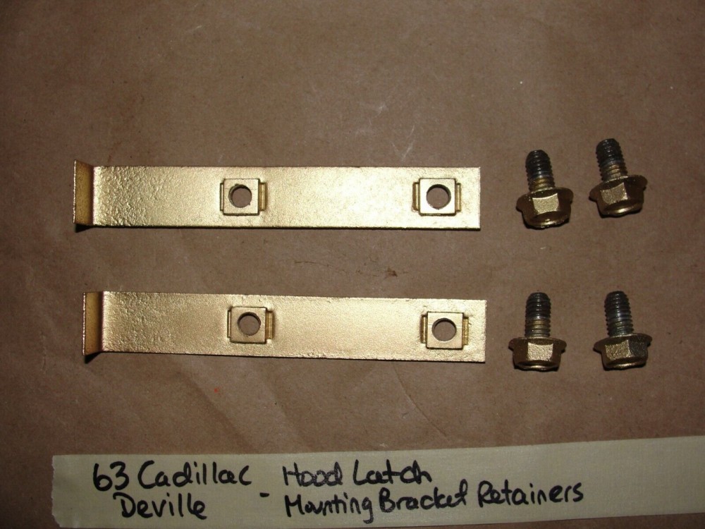OEM 1961 1962 1963 1964 Cadillac Deville Fleetwood 1963 1964 Eldoado HOOD LATCH SAFETY CATCH RELEASE LEVER MOUNTING BRACKET RETAINERS #3512382 - Image 4