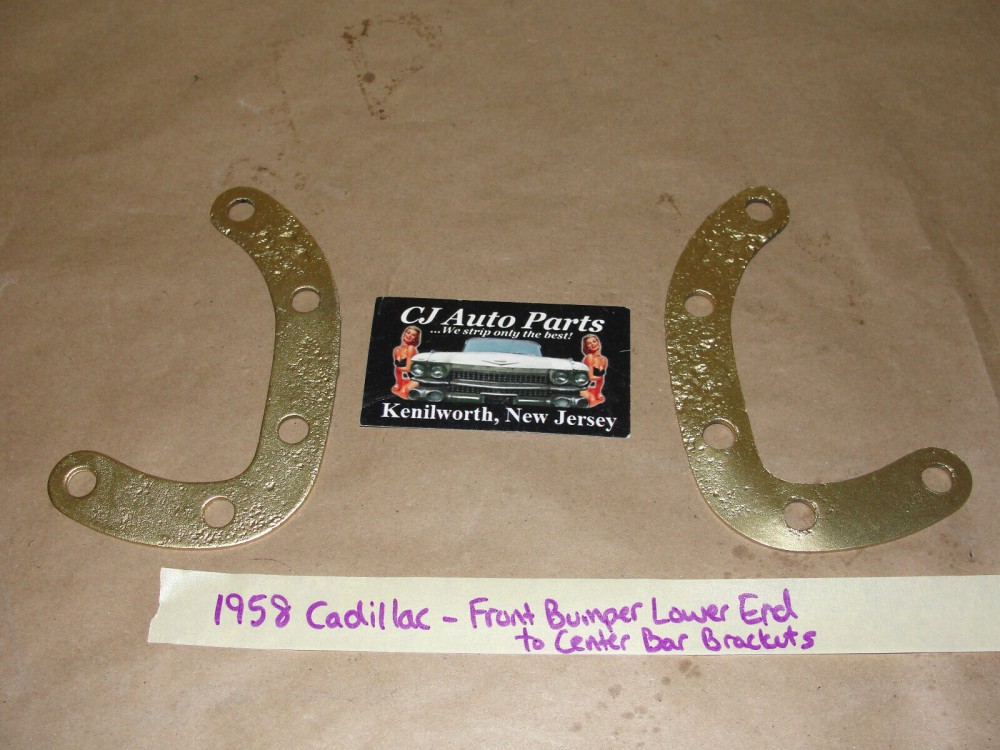 OEM 1958 Cadillac Deville FRONT BUMPER LOWER END TO CENTER BAR SUPPORT BRACKET SPACERS #1468427 - Image 4