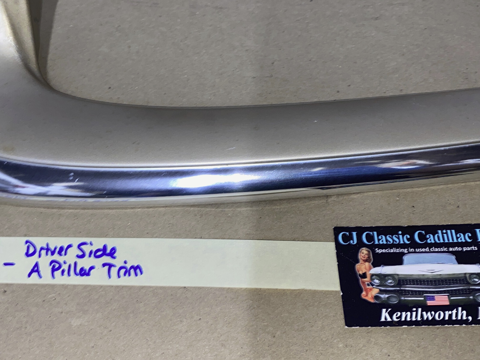 OEM 61 Cadillac Deville HardTop LEFT INTERIOR FRONT WINDSHIELD A PILLAR MOLDING TRIM #4815623 - Image 4
