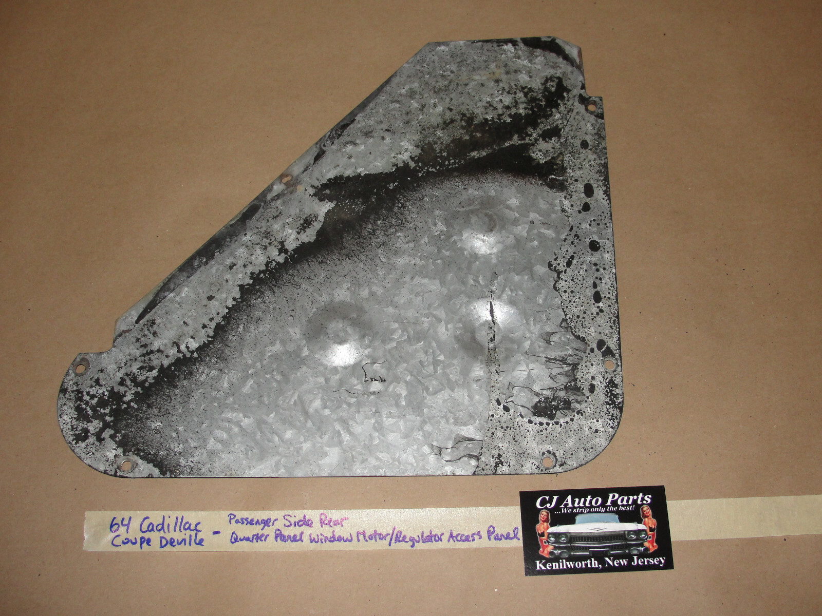 1964 Cadillac Coupe Deville RIGHT REAR QUARTER WINDOW REGULATOR ACCESS PANEL COVER - Image 6