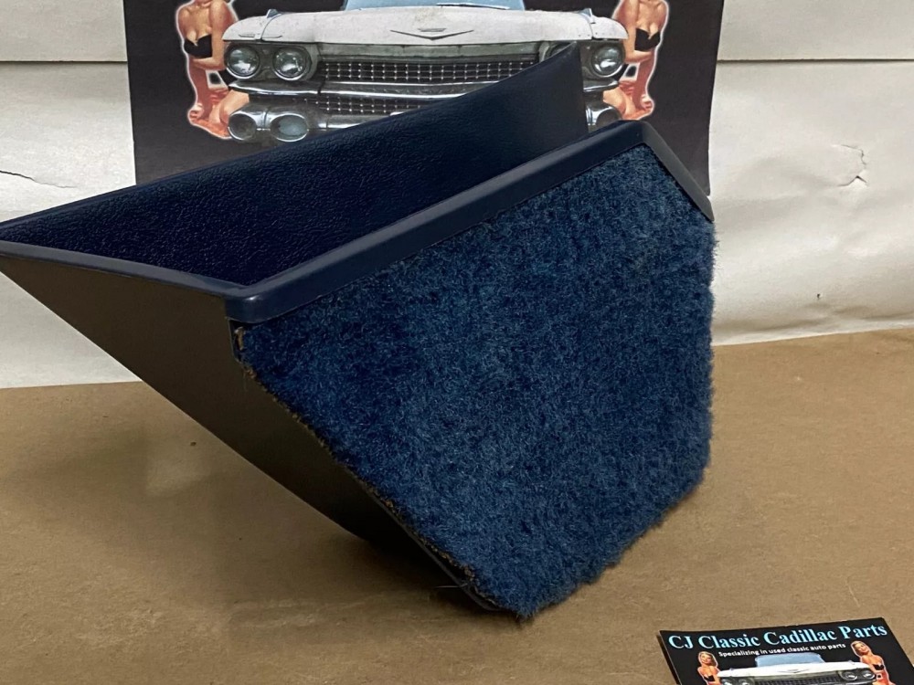 OEM 1971 1972 1973 1974 1975 1976 Cadillac Deville Eldorado Fleetwood Calais RIGHT PASSENGER SIDE KICK PANEL WASTE BASKET TRASH CAN BLUE - Image 4