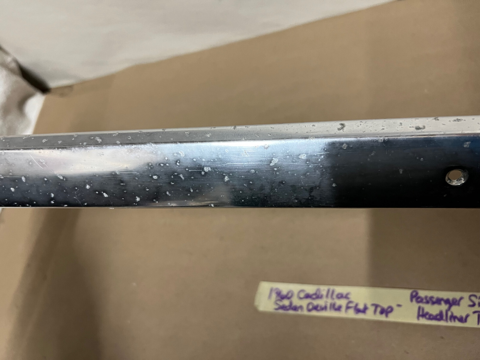 OEM 1959 1960 Cadillac Deville 4 Window 4 Door FLAT TOP INTERIOR RIGHT SIDE HEADLINER TRIM (ABOVE DOORS) #4757726 - Image 4