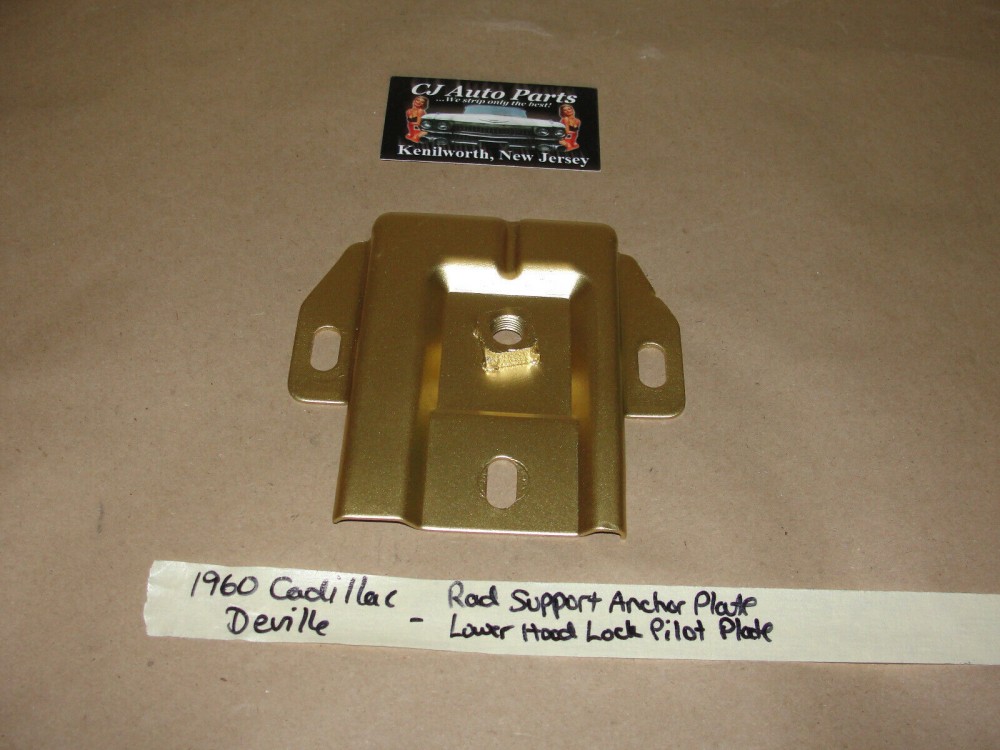 OEM 1959 1960 Cadillac Deville Eldorado Fleetwood RADIATOR SUPPORT HOOD ADJUSTER LOCK POST PILOT PLATE #3511696 - Image 4