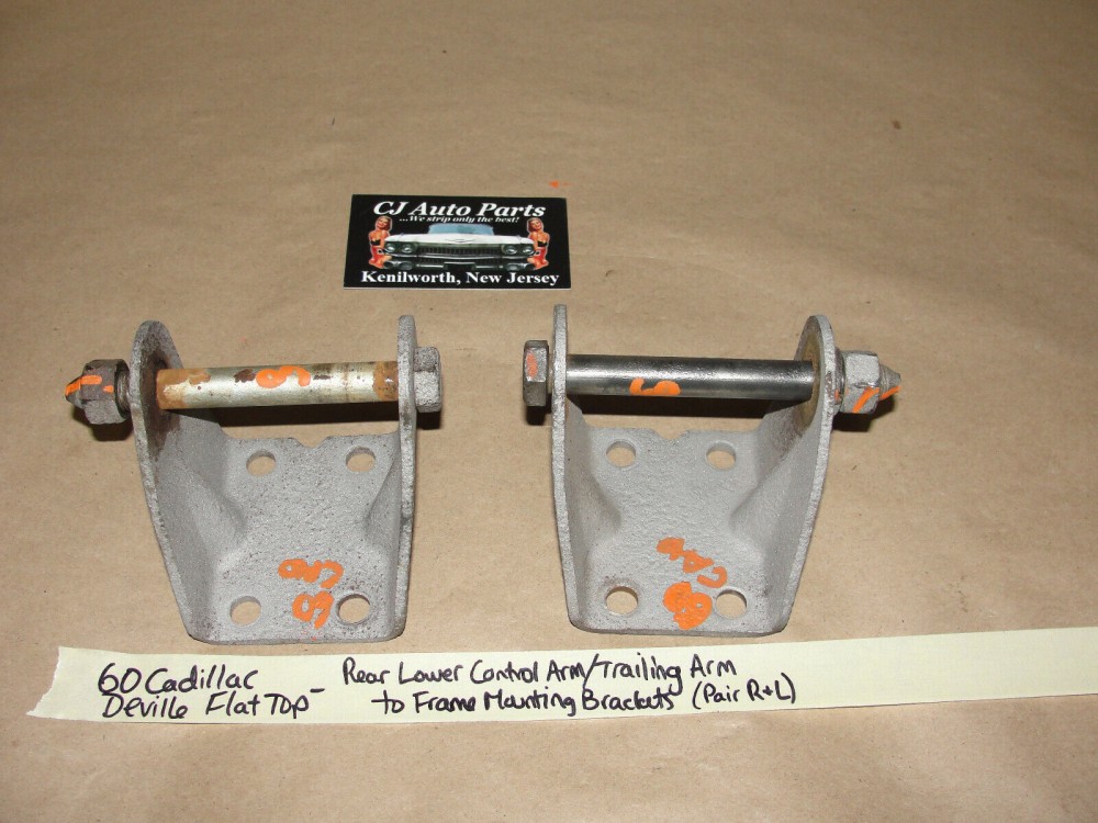 OEM 1960 1961 1962 Cadillac DEVILLE ELDORADO FLEETWOOD PAIR REAR LOWER CONTROL ARM TRAILING ARM TO FRAME MOUNTING BRACKETS WITH BOLT #1473155 - Image 5
