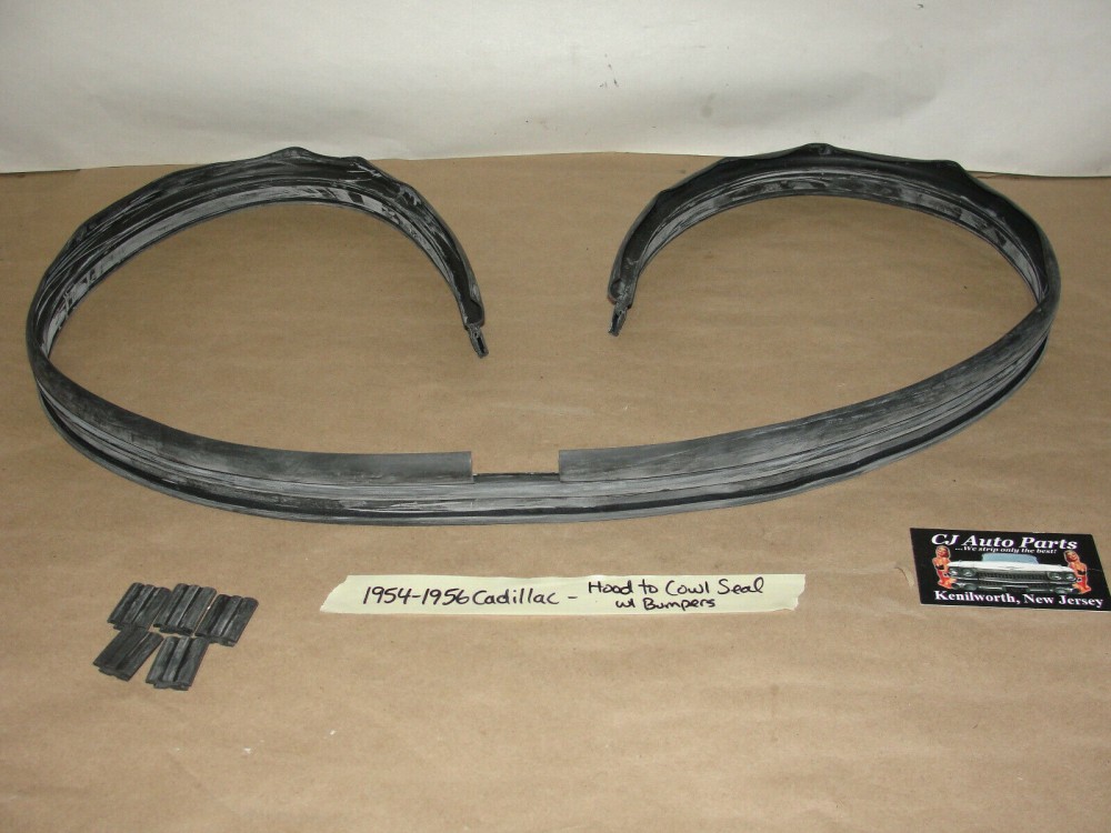 NEW 1954 1955 1956 CADILLAC ELDORADO DEVILLE HOOD TO COWL WEATHERSTRIP SEAL WITH BUMPER BLOCK PLUGS - Image 5