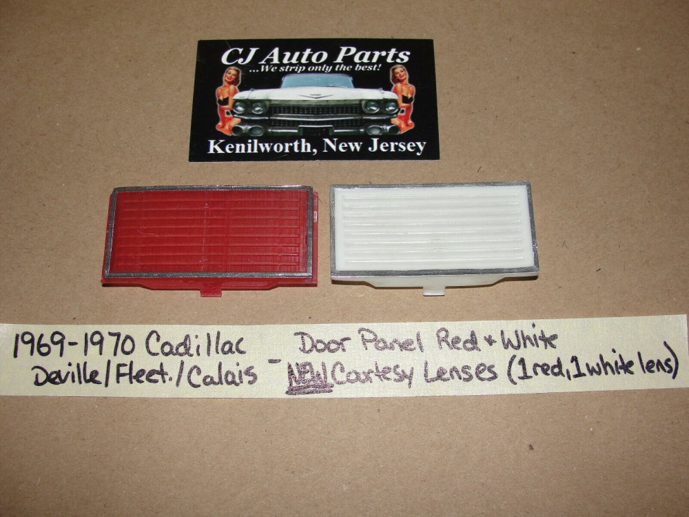 NEW 1969 1970 Cadillac Deville Fleetwood Calais DOOR INTERIOR COURTESY LIGHT RED & WHITE LENS - Image 5