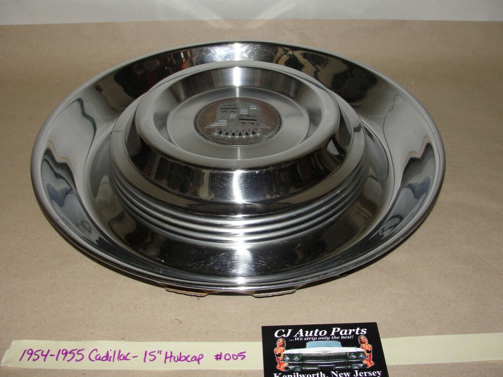 OEM 1954 1955 Cadillac Deville Eldorado Fleetwood 15" HUBCAP HUB CAP WHEEL COVER w/ CENTER CAP MEDALLION #005 - Image 5