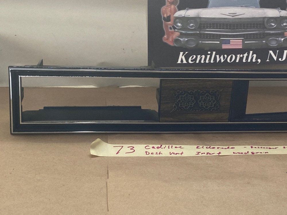 OEM 1971 1972 1973 Cadillac Deville Eldorado Fleetwood Calais RIGHT PASS SIDE DASH VENT INSERT CLOCK TRIM WOODGRAIN #1601585 - Image 14