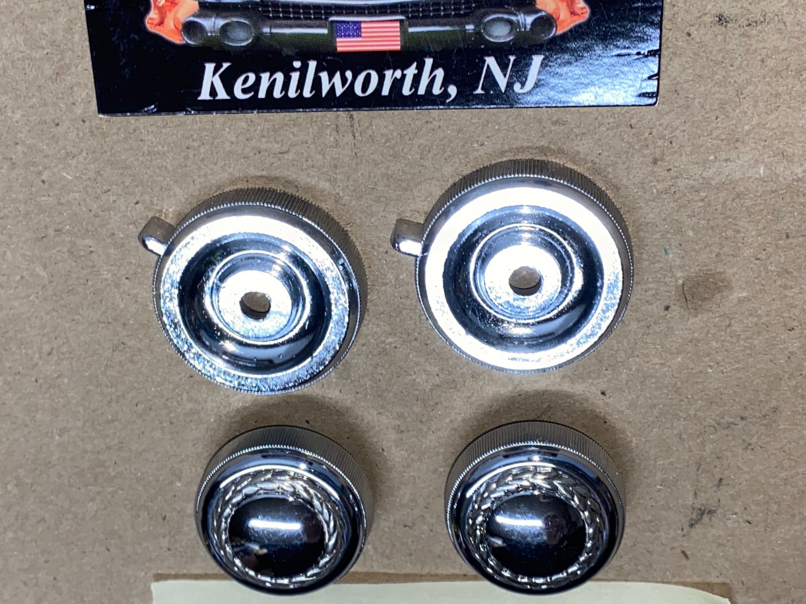 OEM 1974 1975 1976 Cadillac Deville Fleetwood Calais 1974 1975 1976 1977 1978 Eldorado 1976 1977 1978 1979 Seville DASH RADIO KNOBS w/GOLD WREATH BEZELS ESCUTCHEONS #1602756/#1497099 - Image 6