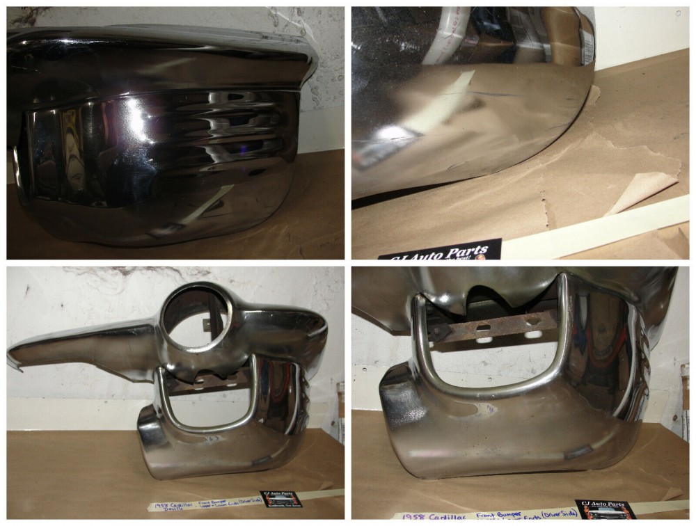 OEM 1958 Cadillac Deville Eldorado Fleetwood LEFT DRIVER SIDE FRONT BUMPER END UPPER & LOWER #3511182 - Image 5
