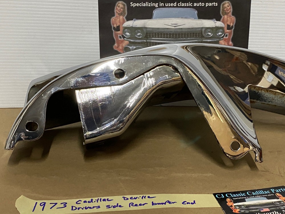 OEM 1973 Cadillac Deville Calais Fleetwood DRIVER SIDE LEFT BACK REAR BUMPER END #3515580 - Image 5
