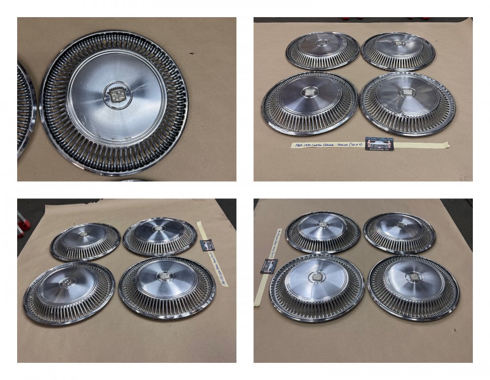 OEM 1969 1970 Cadillac Eldorado 15" HUBCAPS HUB CAPS FACTORY ORIGINAL WHEEL COVERS ~ SET OF 4 - Image 5