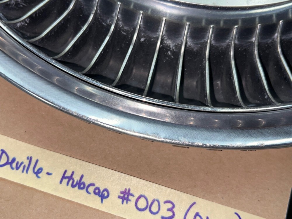 OEM 1974 1975 1976 Cadillac Fleetwood Deville 15" TURBINE HUBCAP WHEEL COVER W/CREST EMBLEM #003 (ONE) - Image 5