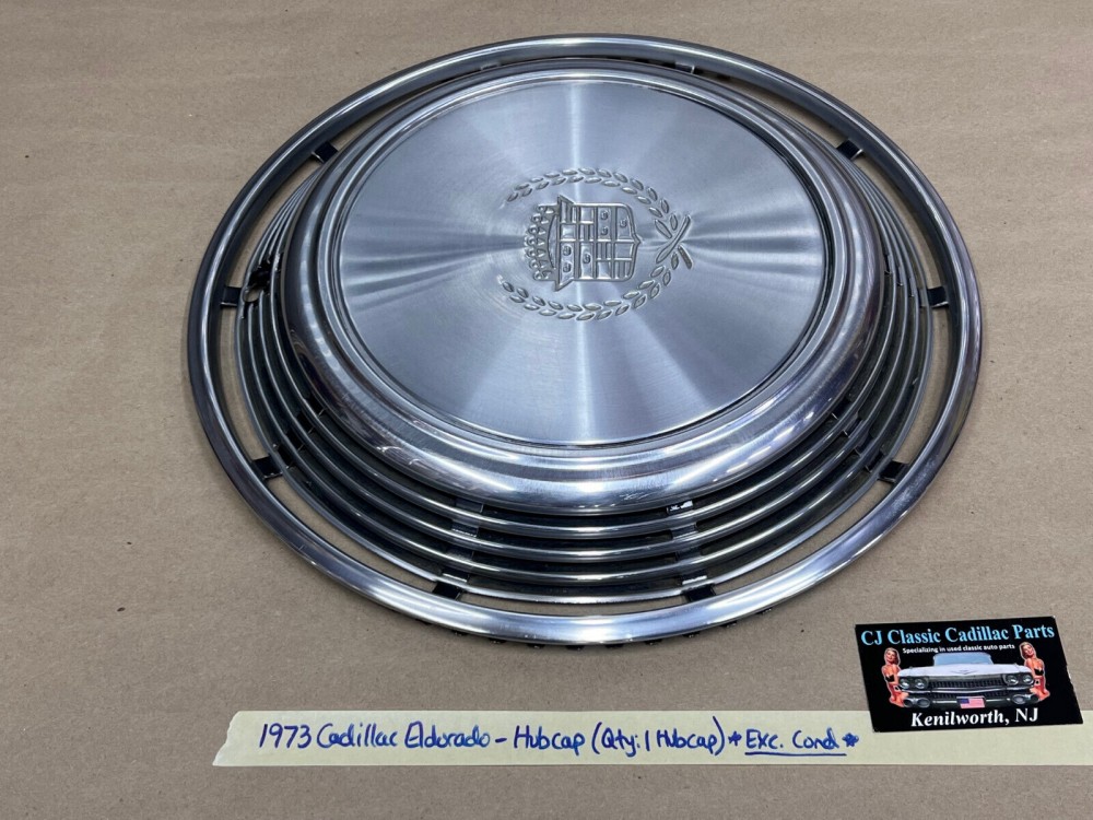OEM 1972 1973 Cadillac Eldorado 15" HUBCAP WHEEL COVER #001 (Quantity: 1 Hub Cap) - Image 5