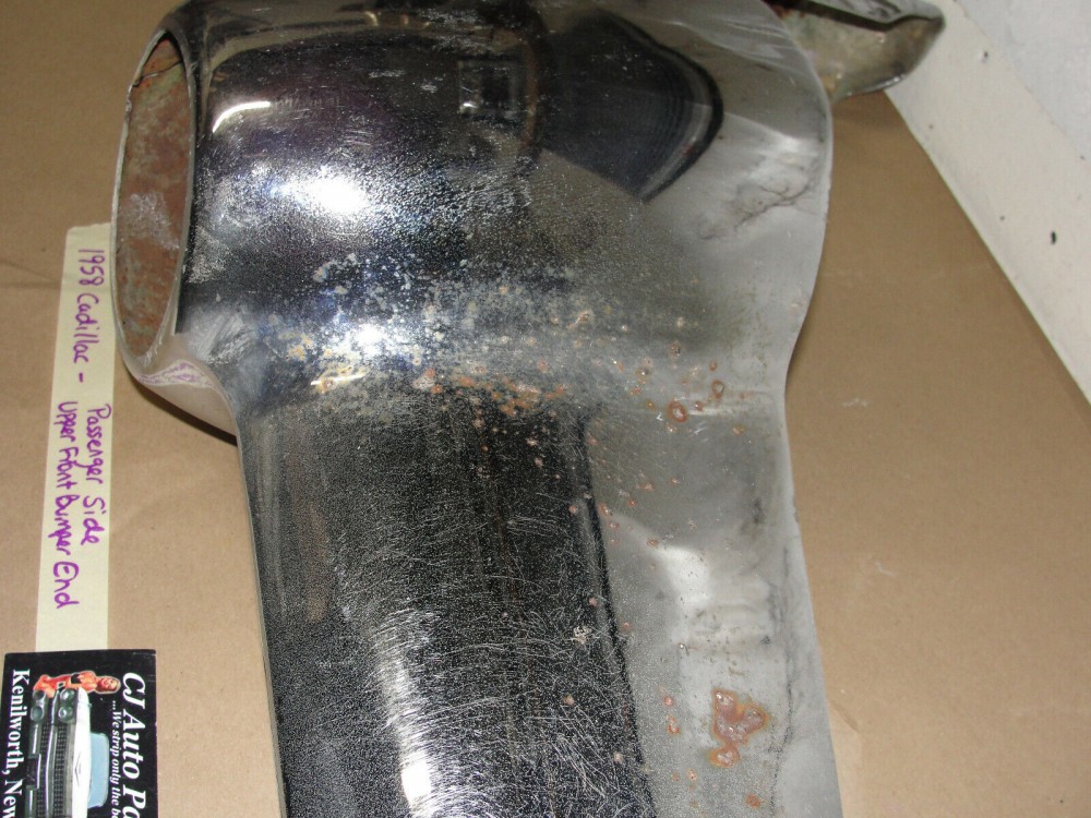 OEM 1958 Cadillac Deville Eldorado Fleetwood RIGHT PASSENGER SIDE FRONT BUMPER END UPPER #3511150 - Image 5