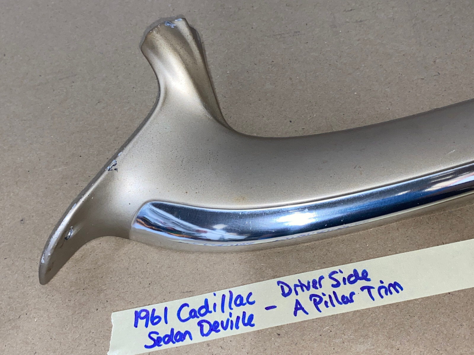 OEM 61 Cadillac Deville HardTop LEFT INTERIOR FRONT WINDSHIELD A PILLAR MOLDING TRIM #4815623 - Image 5