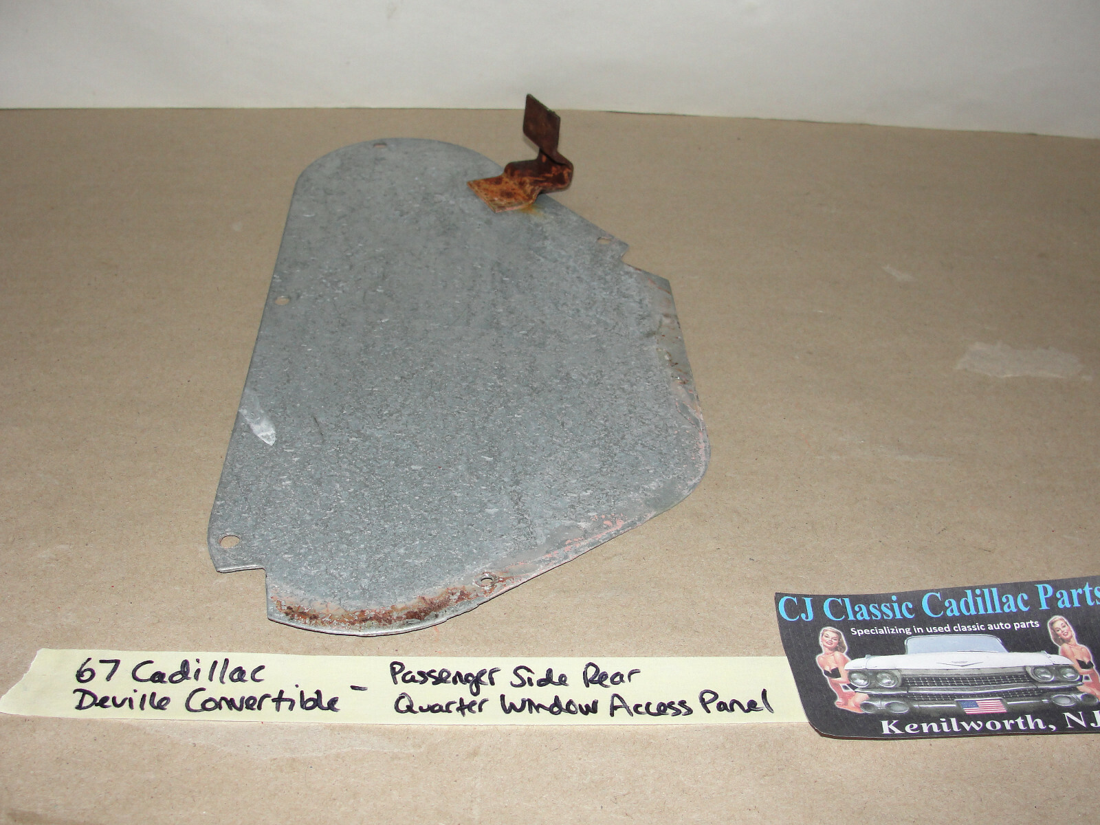 OEM 1967 Cadillac Deville Convertible RIGHT REAR QUARTER WINDOW GLASS ACCESS PANEL COVER - Image 5