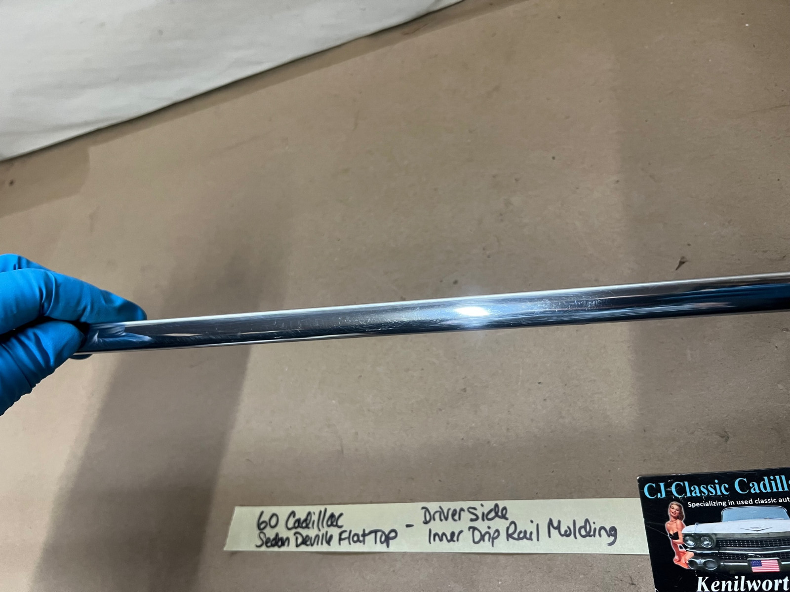 OEM 1959 1960 Cadillac Sed. Deville Flat Top DRIVER SIDE ROOF DRIP RAIL SCALP MOLDING TRIM #4755637 - Image 6