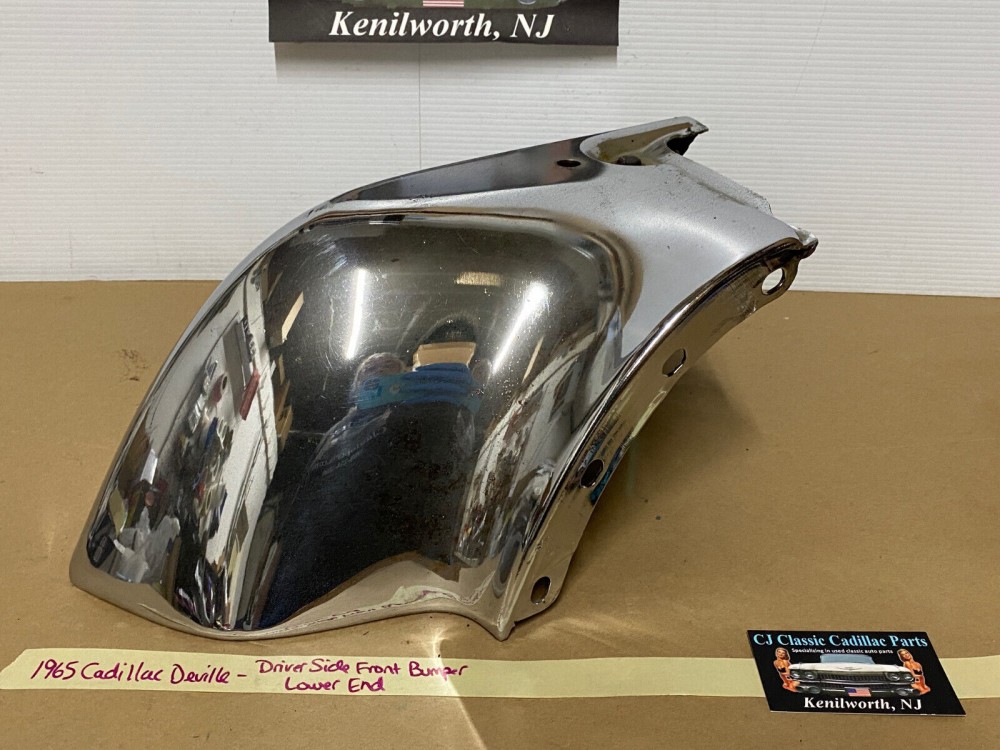 OEM 1965 Cadillac Deville Eldorado Fleetwood Calais LEFT DRIVER SIDE LOWER FRONT BUMPER END #1482255 - Image 6