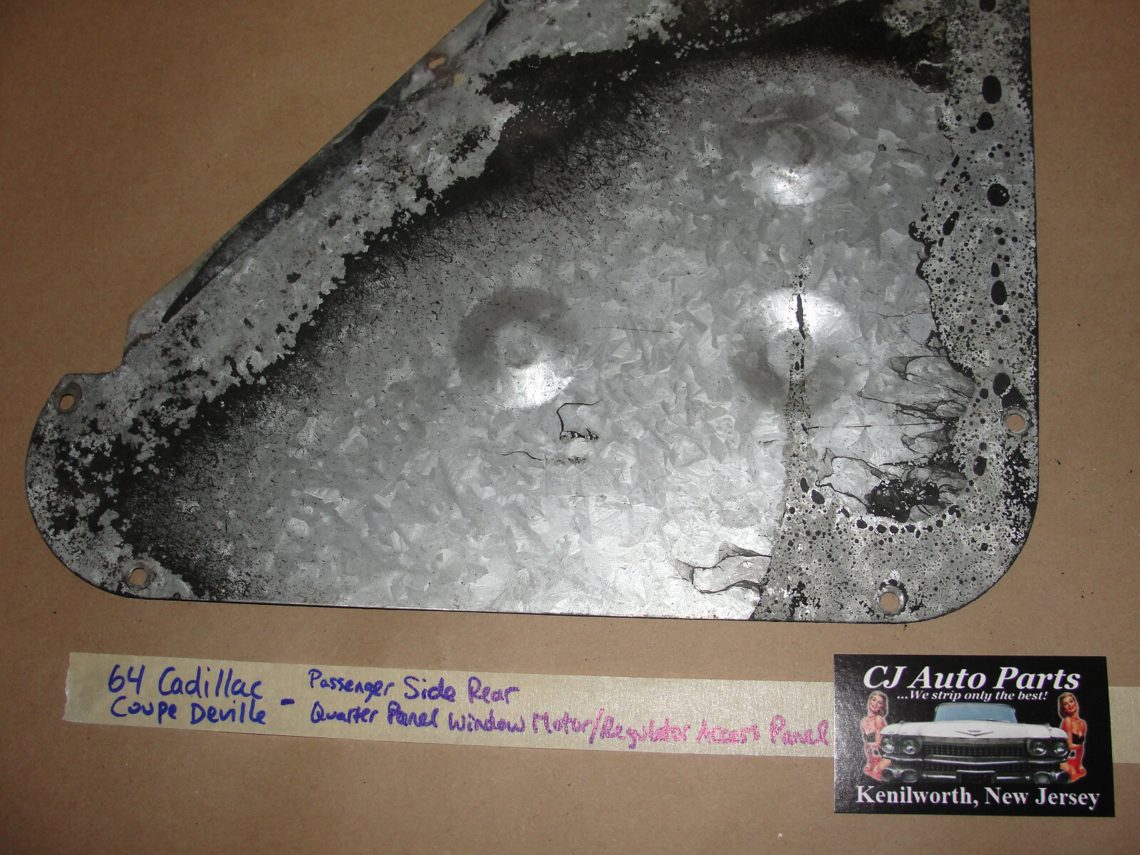 1964 Cadillac Coupe Deville RIGHT REAR QUARTER WINDOW REGULATOR ACCESS PANEL COVER - Image 4