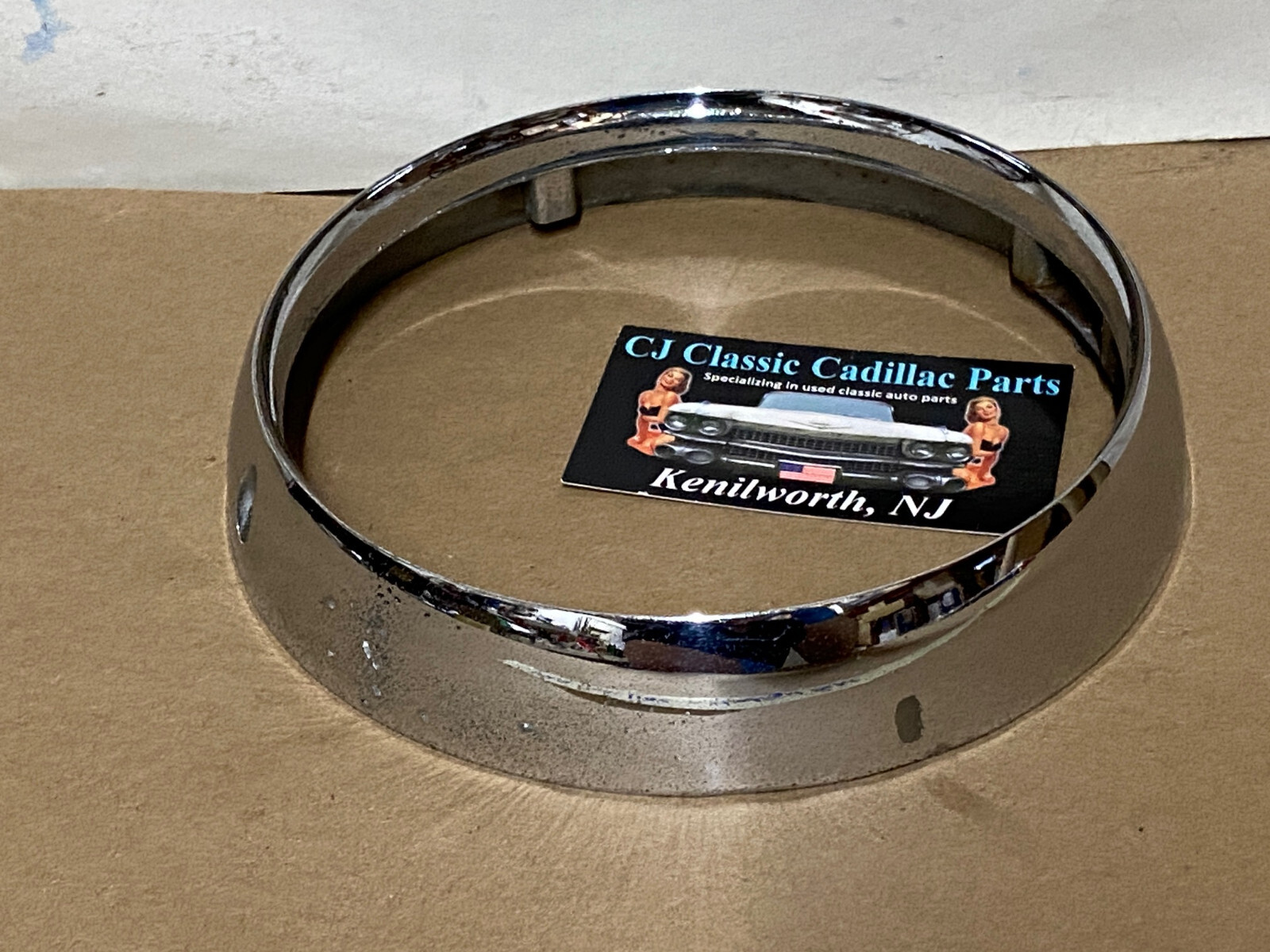 OEM 1962 Cadillac Deville Fleetwood Eldorado HEADLIGHT CHROME BEZEL DOOR TRIM #3512583/#1477656 - Image 6