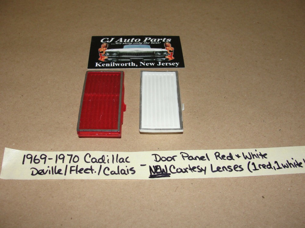 NEW 1969 1970 Cadillac Deville Fleetwood Calais DOOR INTERIOR COURTESY LIGHT RED & WHITE LENS - Image 6