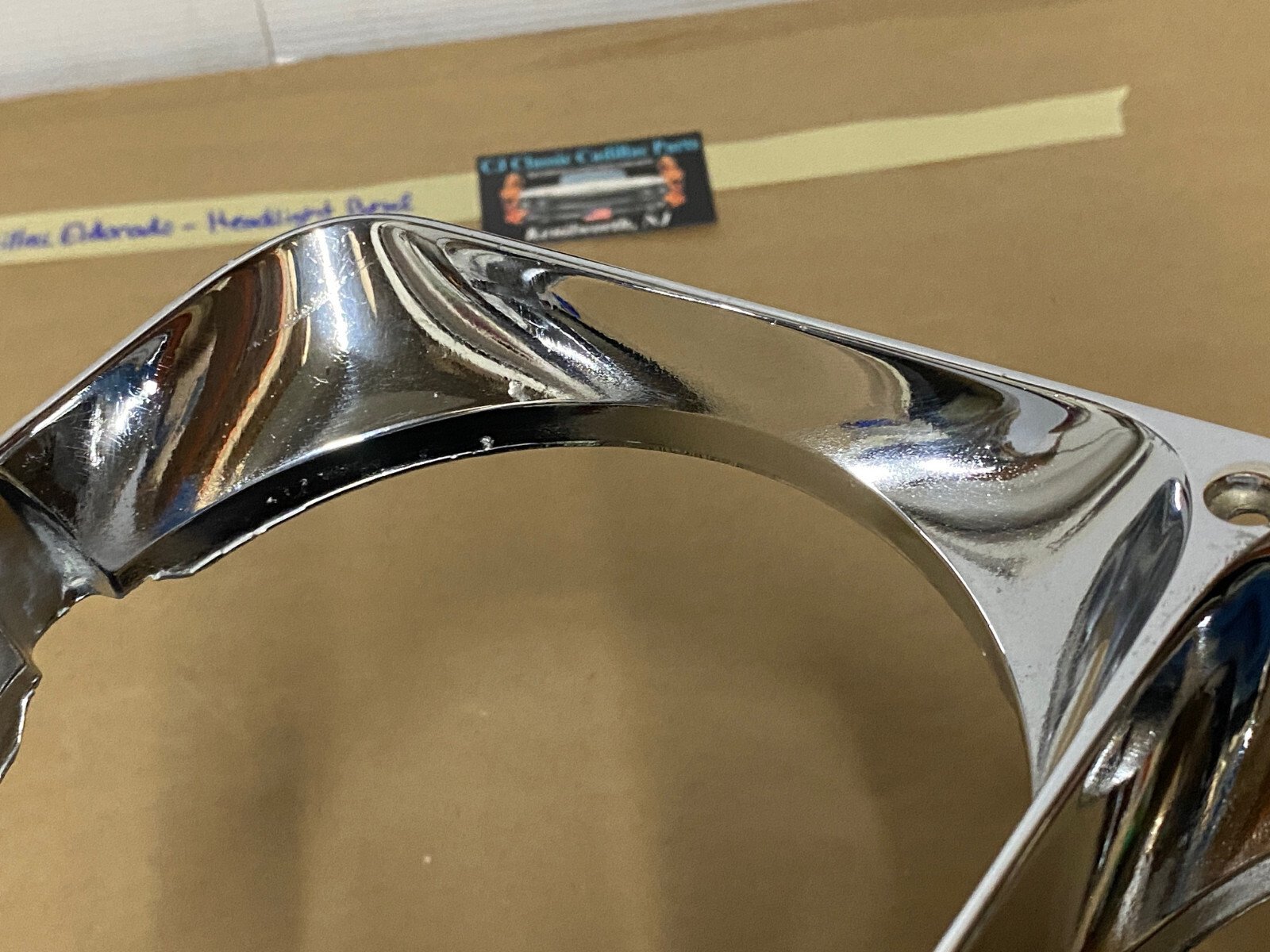 OEM 1971 1973 1974 Cadillac Eldorado HEADLIGHT BEZEL CHROME COVER TRIM #1494987 - Image 6