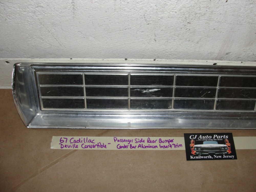 OEM 1967 Cadillac DeVille Calais RIGHT PASSENGER SIDE REAR BUMPER BAR ALUMINUM INSERT TRIM #1488623 - Image 6