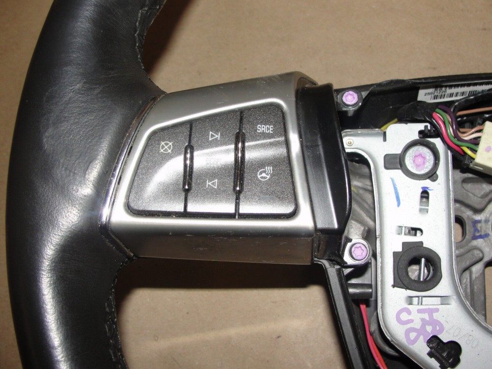 OEM 2008 2009 Cadillac STS EBONY CASHMERE HEATED LEATHER & WOODGRAIN STEERING WHEEL #25921226/34037168B Ebony/Black & Wood Grain - Image 6