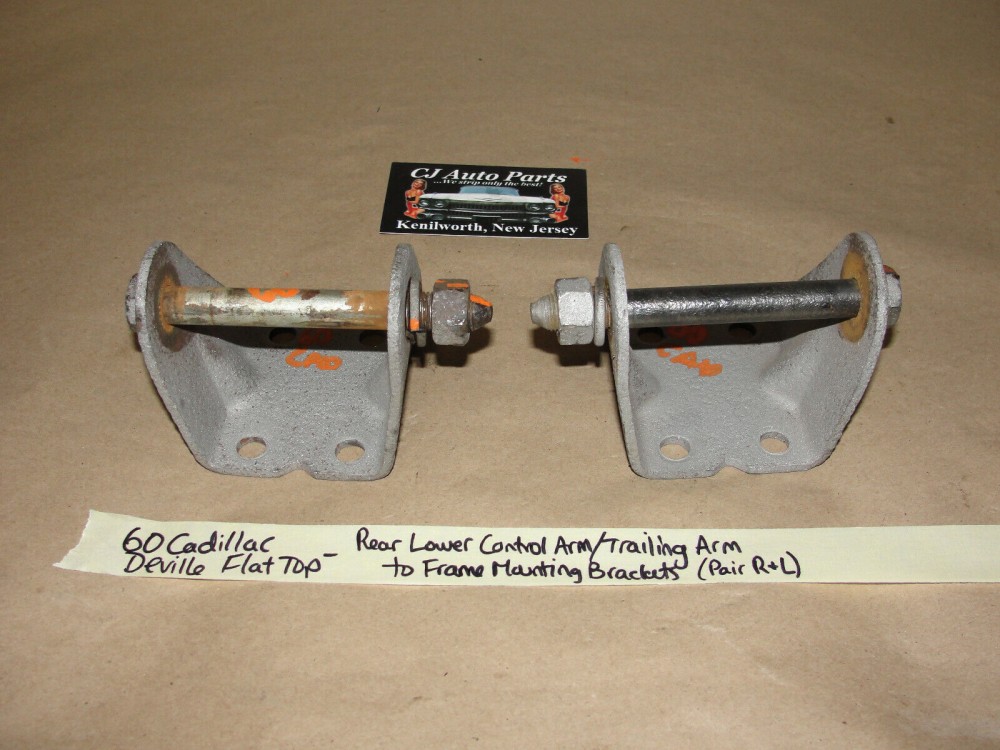 OEM 1960 1961 1962 Cadillac DEVILLE ELDORADO FLEETWOOD PAIR REAR LOWER CONTROL ARM TRAILING ARM TO FRAME MOUNTING BRACKETS WITH BOLT #1473155 - Image 6
