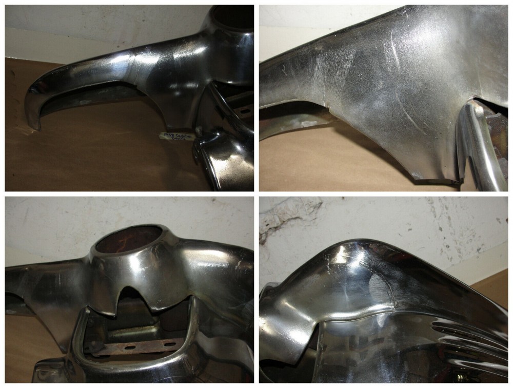 OEM 1958 Cadillac Deville Eldorado Fleetwood LEFT DRIVER SIDE FRONT BUMPER END UPPER & LOWER #3511182 - Image 6