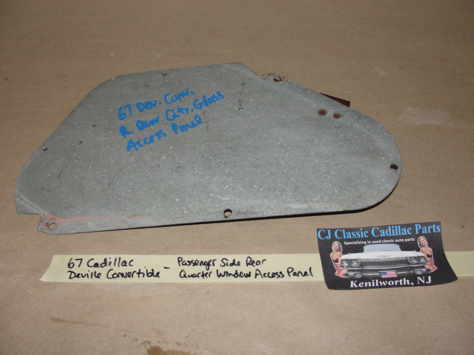 OEM 1967 Cadillac Deville Convertible RIGHT REAR QUARTER WINDOW GLASS ACCESS PANEL COVER - Image 6