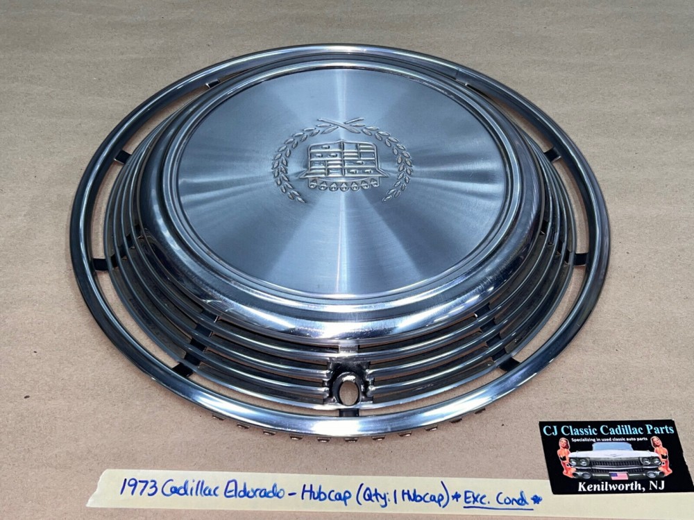 OEM 1972 1973 Cadillac Eldorado 15" HUBCAP WHEEL COVER #001 (Quantity: 1 Hub Cap) - Image 6