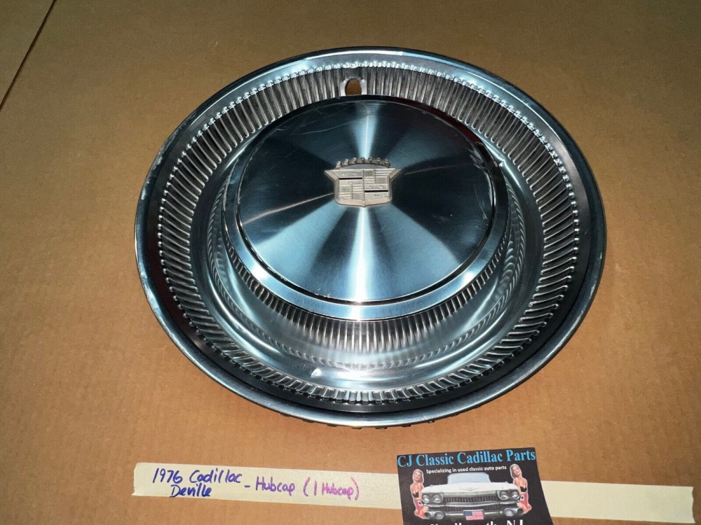 OEM 1974 1975 1976 Cadillac Deville Fleetwood 15" TURBINE HUBCAP WHEEL COVER W/CREST EMBLEM #001 (ONE) - Image 6
