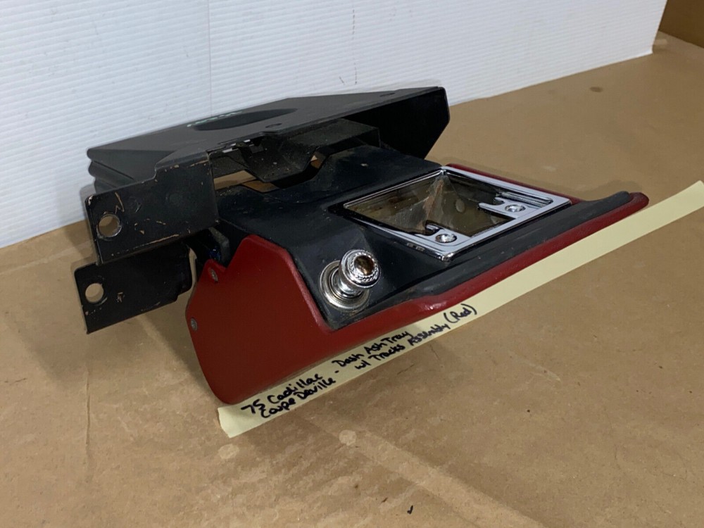 OEM 1974 1975 1976 Cadillac Deville Eldorado Fleetwood Calais DASH ASHTRAY ASH TRAY ASSEMBLY WITH TRACKS (RED) - Image 5