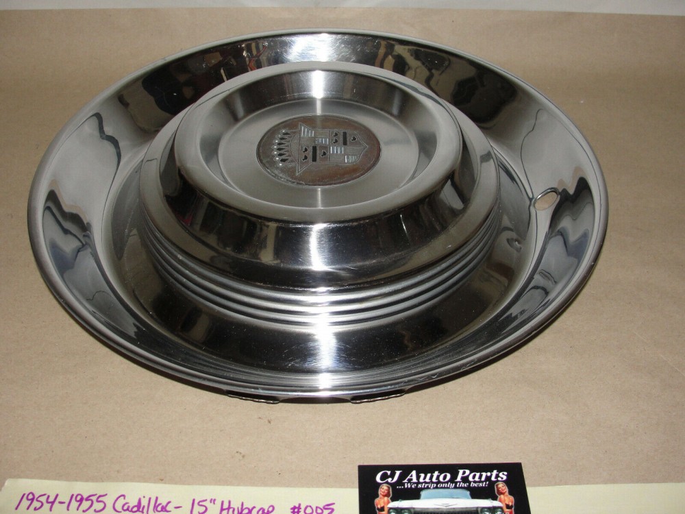 OEM 1954 1955 Cadillac Deville Eldorado Fleetwood 15" HUBCAP HUB CAP WHEEL COVER w/ CENTER CAP MEDALLION #005 - Image 6