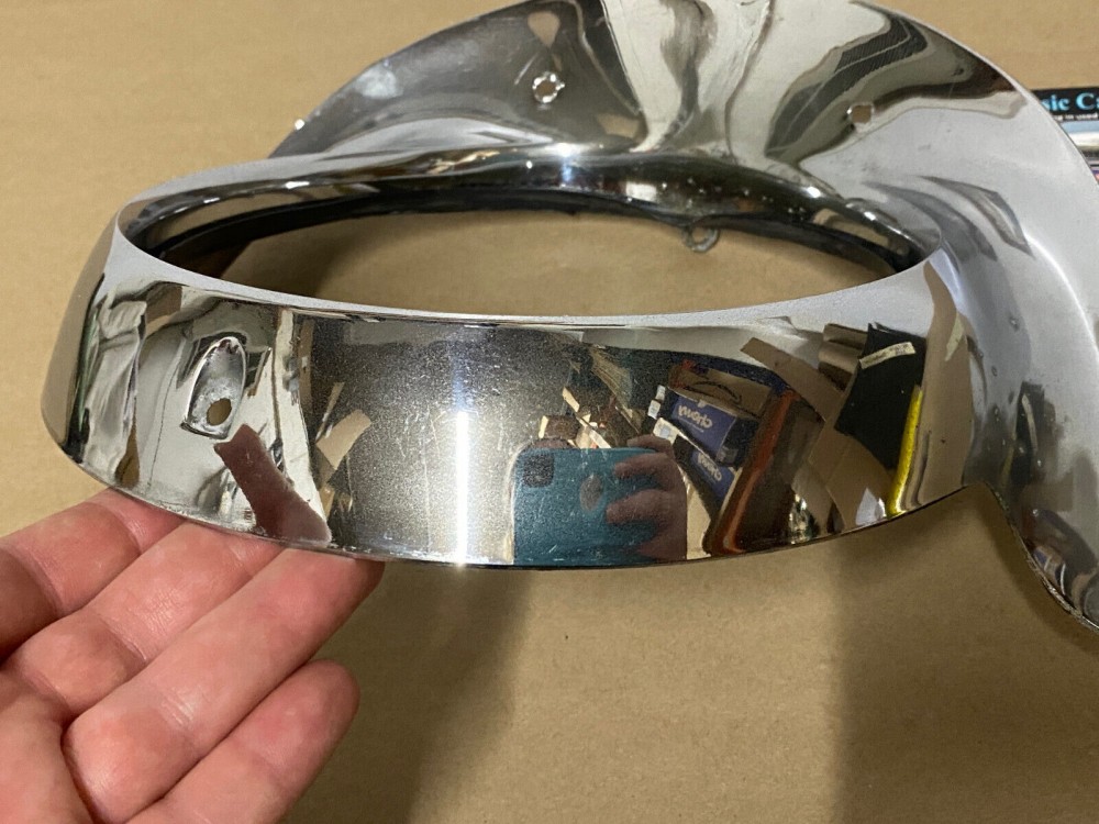 OEM 1957 Cadillac Eldorado Deville Fleetwood CHROME HEADLIGHT BEZEL TRIM #1466084/#3511047 - Image 7