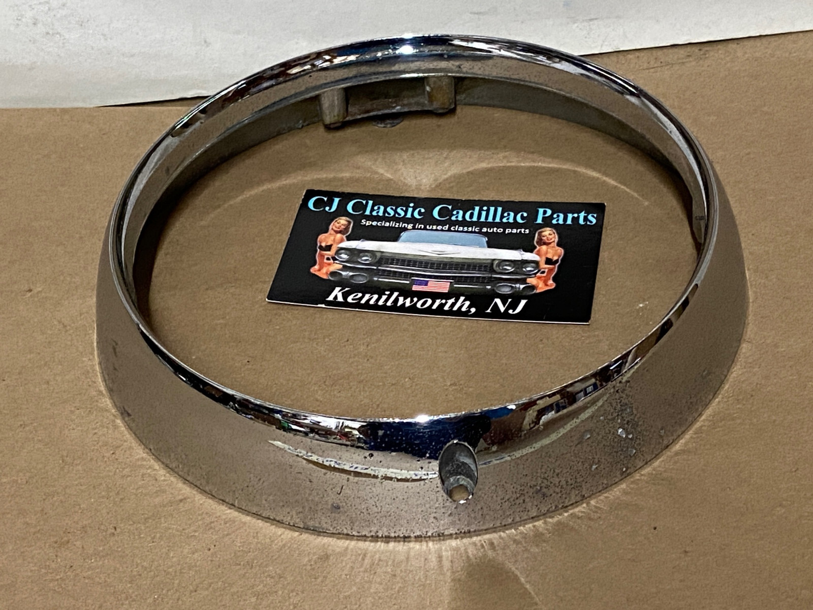 OEM 1962 Cadillac Deville Fleetwood Eldorado HEADLIGHT CHROME BEZEL DOOR TRIM #3512583/#1477656 - Image 7