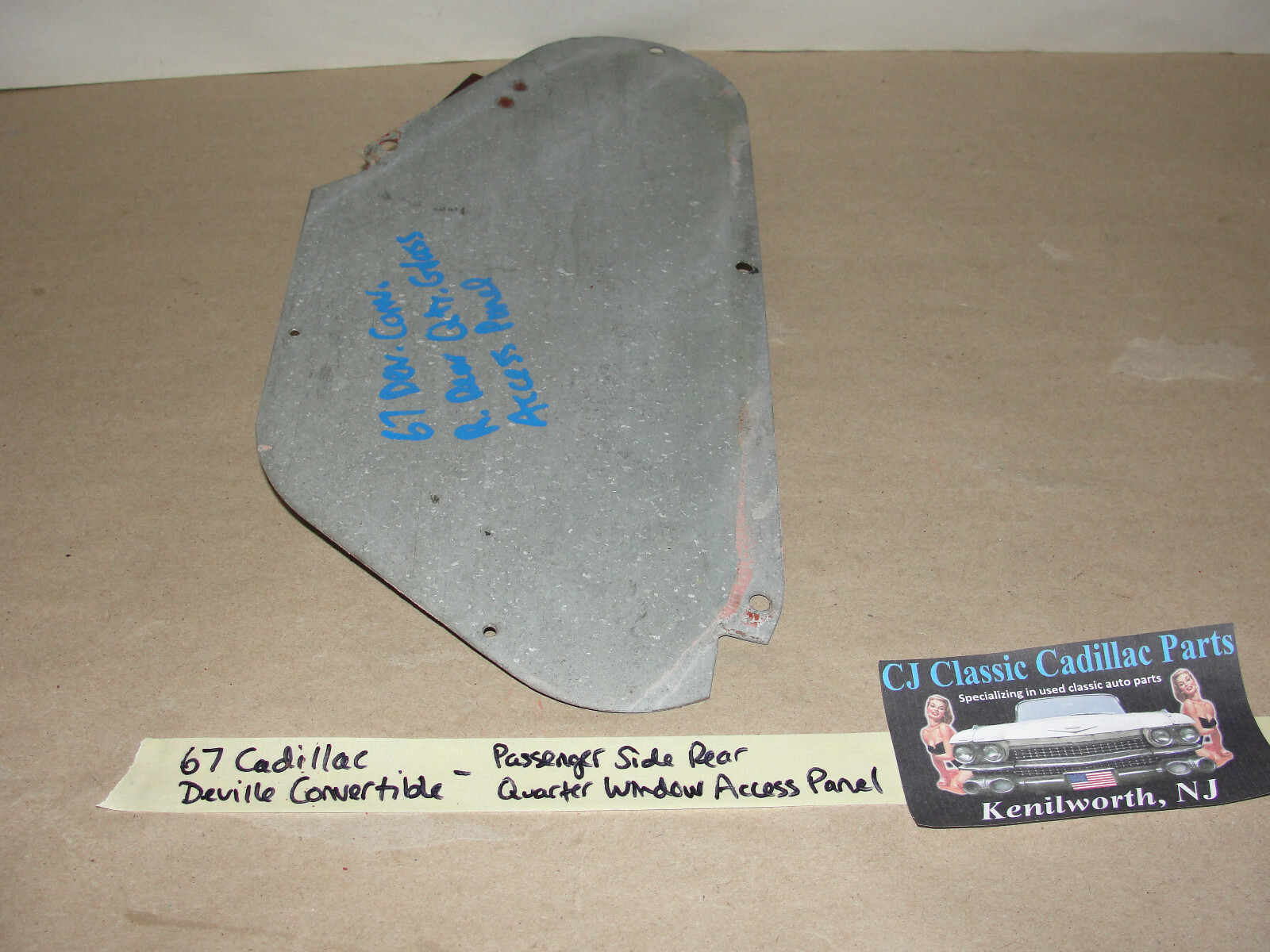 OEM 1967 Cadillac Deville Convertible RIGHT REAR QUARTER WINDOW GLASS ACCESS PANEL COVER - Image 7