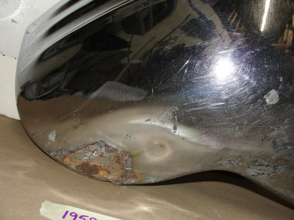 OEM 1958 Cadillac Deville Eldorado Fleetwood RIGHT PASSENGER SIDE FRONT BUMPER END LOWER #3511183 - Image 7
