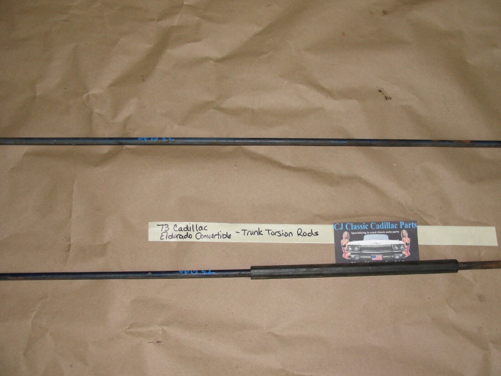 OEM 1973 1974 1975 1976 Cadillac Eldorado Convertible TRUNK LID HINGE SUPPORT TENSION TORSION RODS #9623169 RH, #9623170 LH - Image 7