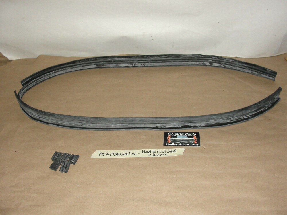 NEW 1954 1955 1956 CADILLAC ELDORADO DEVILLE HOOD TO COWL WEATHERSTRIP SEAL WITH BUMPER BLOCK PLUGS - Image 7