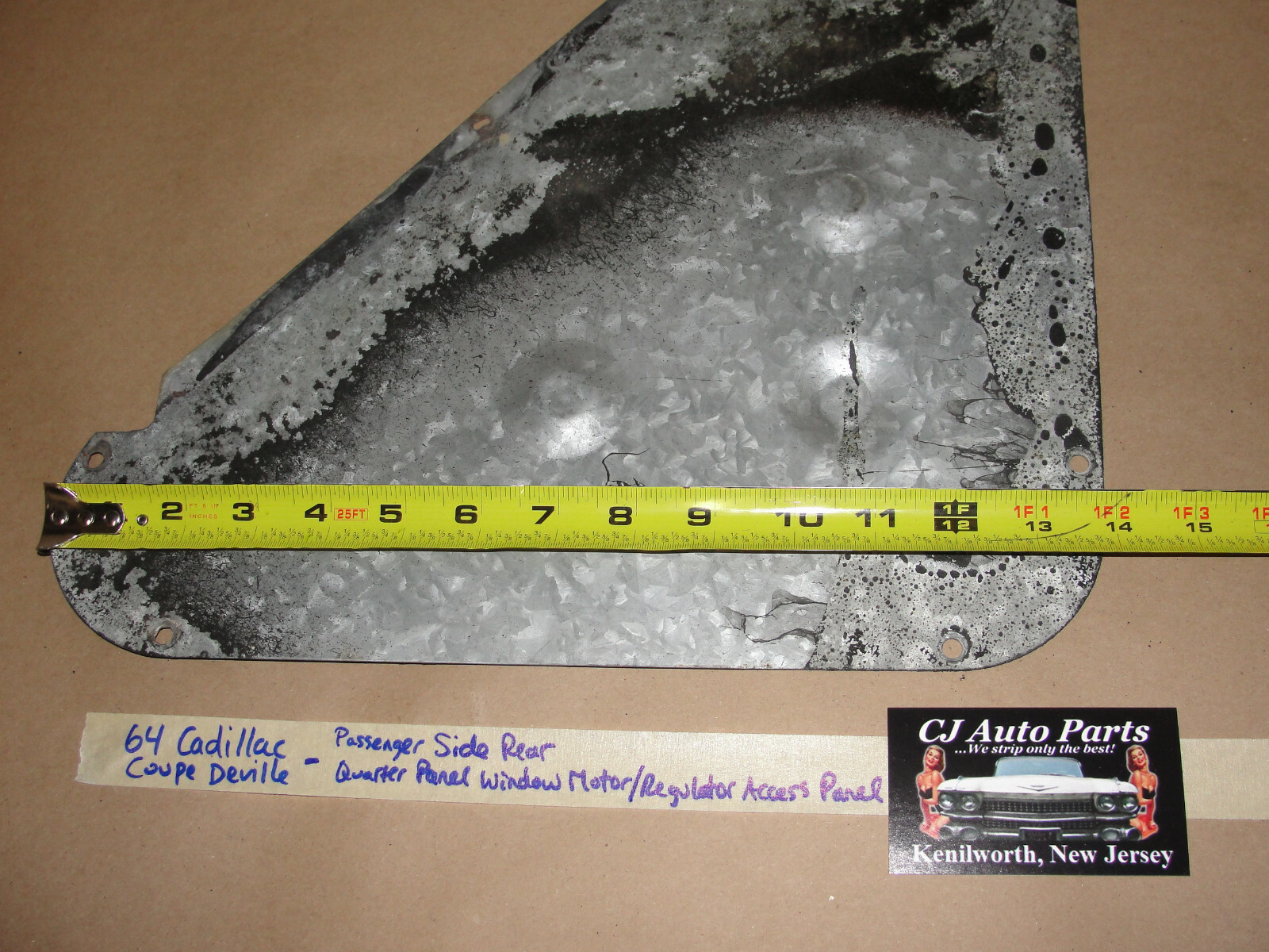 1964 Cadillac Coupe Deville RIGHT REAR QUARTER WINDOW REGULATOR ACCESS PANEL COVER - Image 3