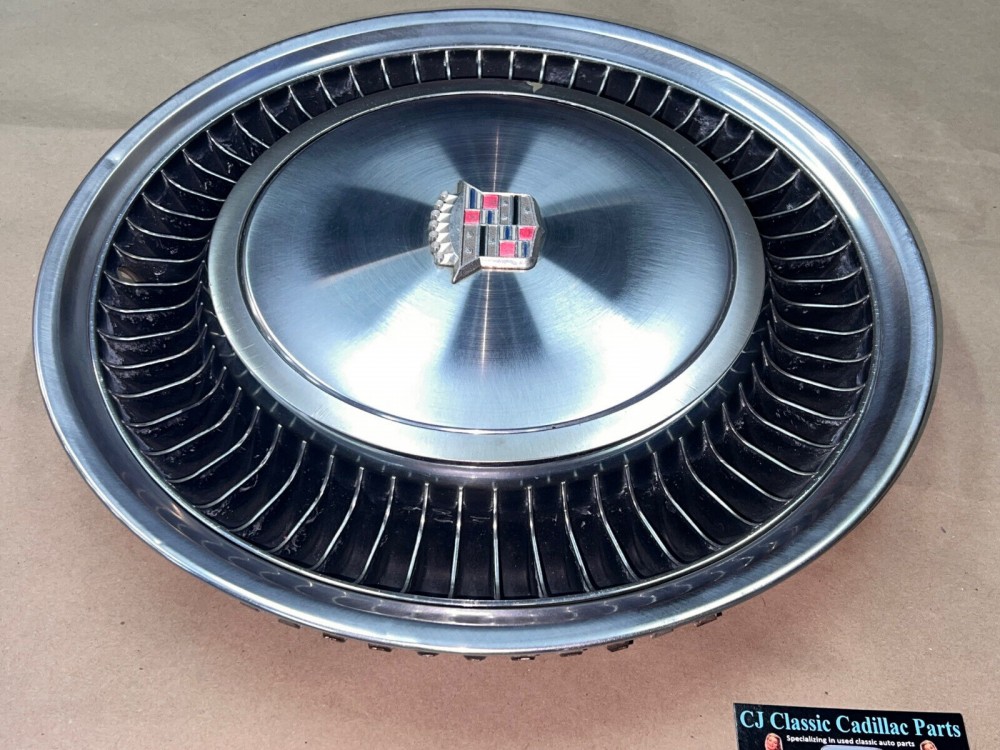 OEM 1974 1975 1976 Cadillac Fleetwood Deville 15" TURBINE HUBCAP WHEEL COVER W/CREST EMBLEM #003 (ONE) - Image 7